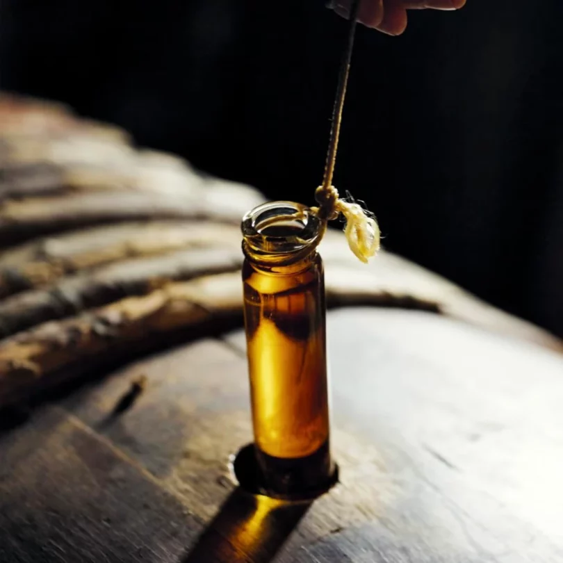 cognac coming out of the oak barrel